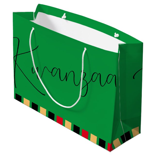 Bolsa De Regalo Grande Negro verde rojo (Angulo reverso)