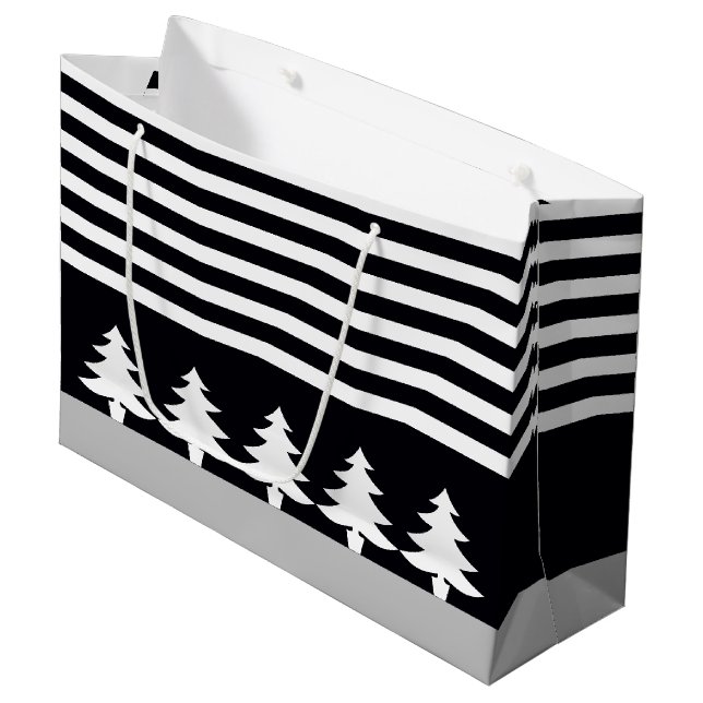 Bolsa De Regalo Grande Negro Y Blanco (Angulo Anverso)