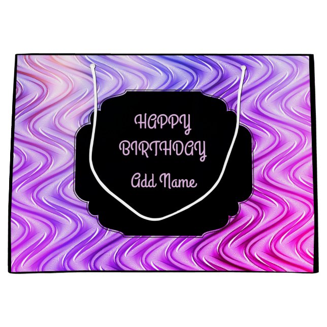 Bolsa De Regalo Grande Negro y púrpura personalizado (Anverso)