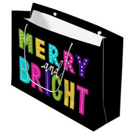 Bolsa De Regalo Grande Neon Merry y Bright