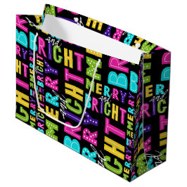 Bolsa De Regalo Grande Neon Merry y Bright
