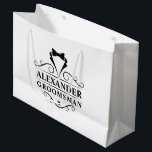 Bolsa De Regalo Grande Neumático negro de Groomsman<br><div class="desc">Bolsa de regalo de regalo de boda Groomsman Black Tie Bag o Favorito Bag</div>