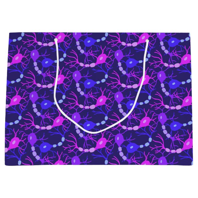 Bolsa De Regalo Grande Neuronas Conectadas Neon Morado (Anverso)