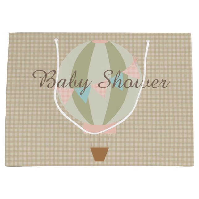Bolsa De Regalo Grande Neutral magnífico Baby Shower del globo del aire (Anverso)