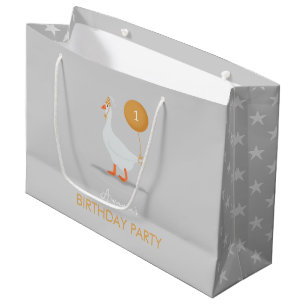 Bolsa De Regalo Grande Neutral Silly Goose Primer Fiesta de cumpleaños