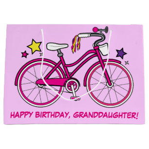 Bolsa De Regalo Grande Nieta del feliz cumpleaños con la bicicleta