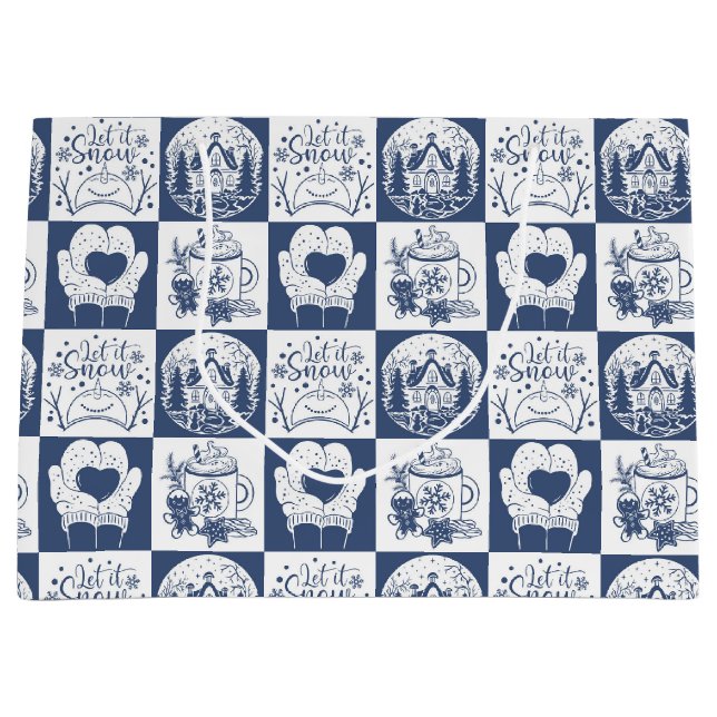 Bolsa De Regalo Grande Nieve de Navidades de invierno (Anverso)