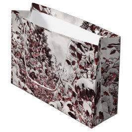 Bolsa De Regalo Grande Nieve Fresca Sobre Hojas Rojas