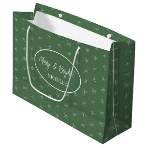 Bolsa De Regalo Grande Nieve Rusa Sobre El Verde