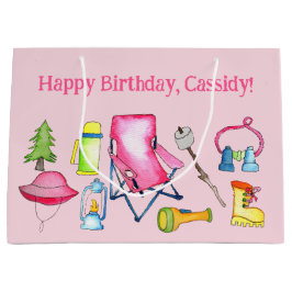 Bolsa De Regalo Grande Niña camping tema personalizado