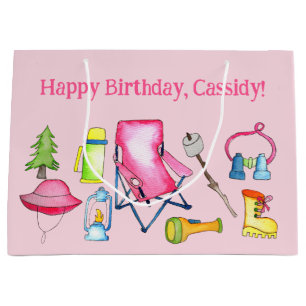 Bolsa De Regalo Grande Niña camping tema personalizado
