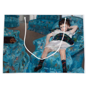 Bolsa De Regalo Grande Niña pequeña en un sillón azul, Cassatt