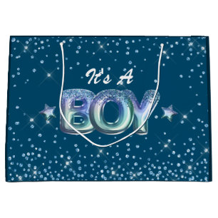 Bolsa De Regalo Grande Niño lindo ducha bebé purpurina azul gradiente est