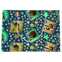 Niños afroamericanos y formas geométricas en azul