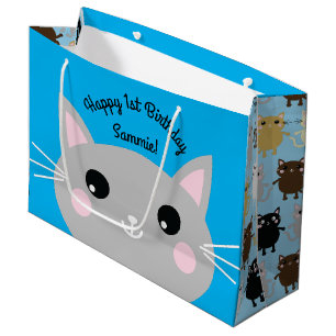Bolsa De Regalo Grande Niños de la fiesta de cumpleaños del gato Kitty