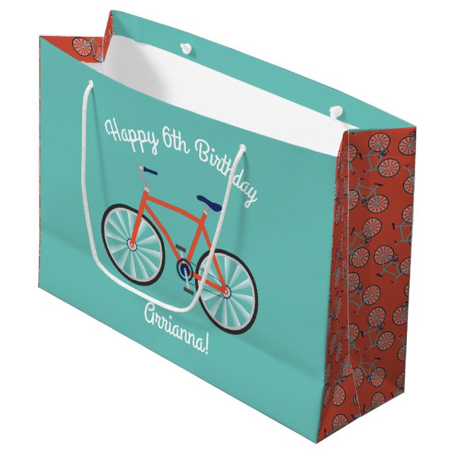 Bolsa De Regalo Grande Niños en bicicleta ciclismo Fiesta de cumpleaños C (Angulo Anverso)