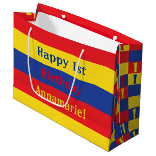 Bolsa De Regalo Grande Niños Fiesta de cumpleaños Colores primarios