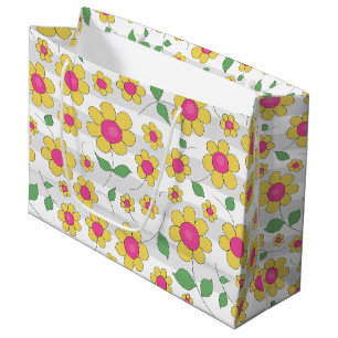 Bolsa De Regalo Grande Niños floridos pintan diseño de primavera feliz