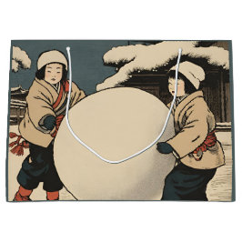 Bolsa De Regalo Grande Niños japoneses rodando grandes bolas de nieve