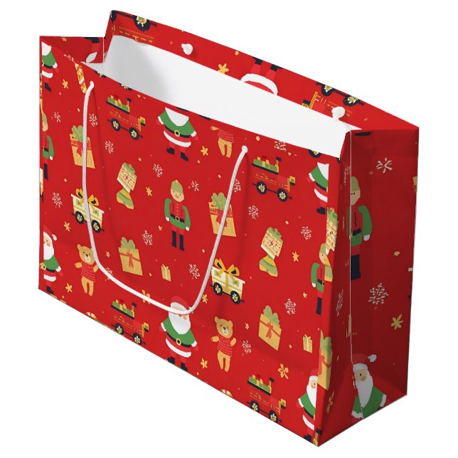 Bolsa De Regalo Grande Niños Navidades Santa & Toys diversión (Angulo Anverso)
