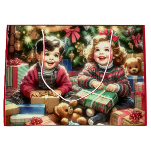 Bolsa De Regalo Grande Niños nostálgicos dulces en Navidades de ida y vue