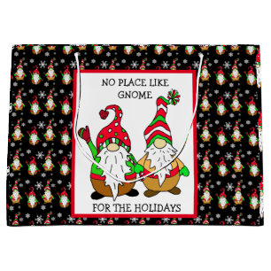Bolsa De Regalo Grande No hay lugar como Gnome para los Navidades de vaca