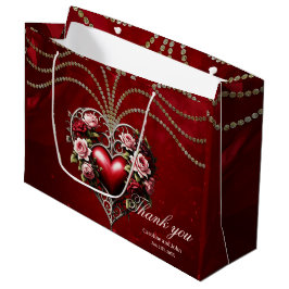 Bolsa De Regalo Grande Noble corazón gótico con flores.