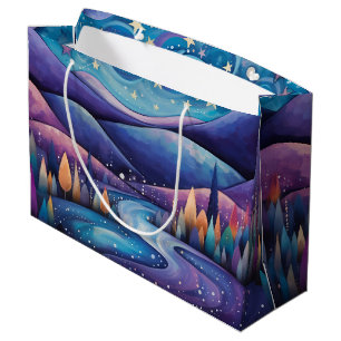 Bolsa De Regalo Grande Noche caprichosa - río, árboles, montañas