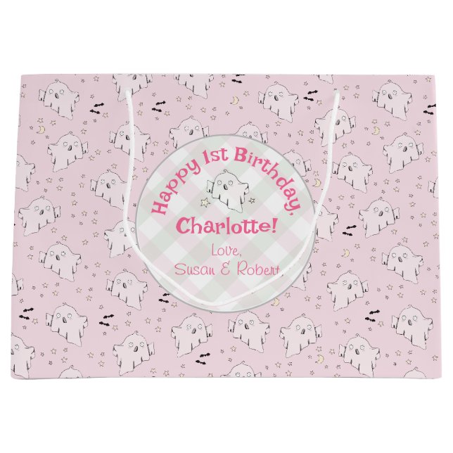 Bolsa De Regalo Grande Noche de Fantasma Rosa Rosa (Anverso)