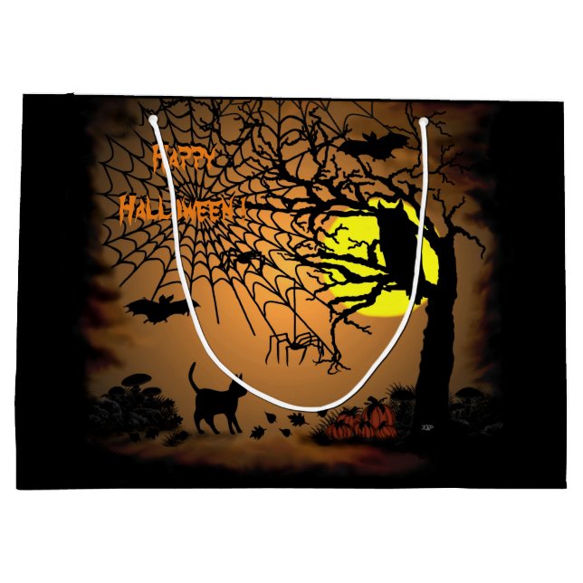 Bolsa De Regalo Grande Noche de Halloween, ¡Feliz Halloween! (Reverso)