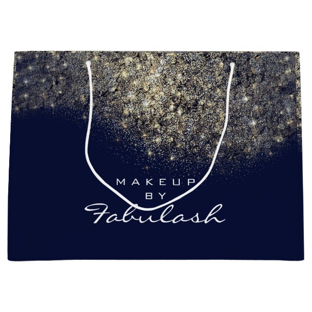 Bolsa De Regalo Grande Noche de la Marina Azul de los Purpurinas de Confe (Anverso)