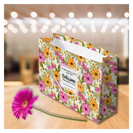 Bolsa De Regalo Grande Nombre comercial Floral rosa amarilla amarilla mod