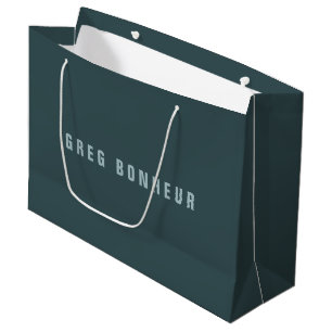Bolsa De Regalo Grande Nombre con Estilo Moderno   Gris Azul