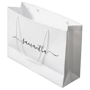 Bolsa De Regalo Grande Nombre con floritura elegante negra