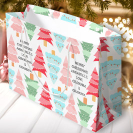 Bolsa De Regalo Grande Nombre de árbol de navidad color rosa pastel