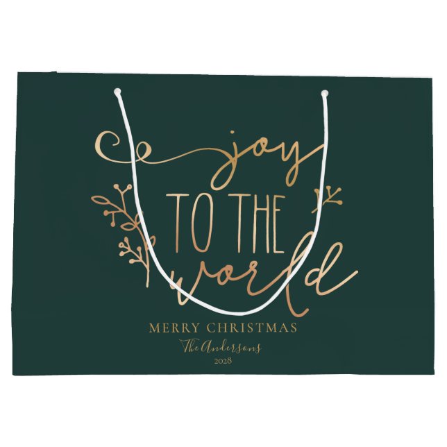 Bolsa De Regalo Grande Nombre de familia de navidad de merry rústico pers (Reverso)