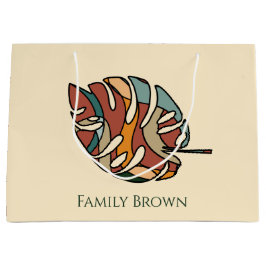 Bolsa De Regalo Grande Nombre de Familia Personalizado Hoja Serena Sabana