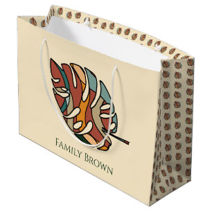 Bolsa De Regalo Grande Nombre de Familia Personalizado Hoja Serena Sabana