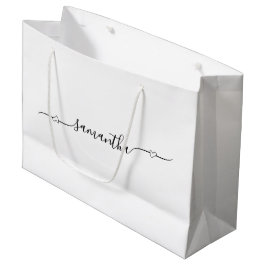 Bolsa De Regalo Grande Nombre de firma con floritura de corazón