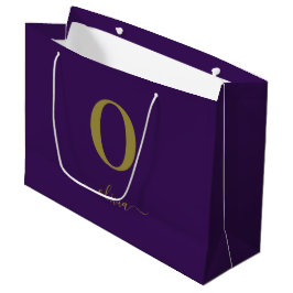 Bolsa De Regalo Grande Nombre de guión con monograma personalizado púrpur