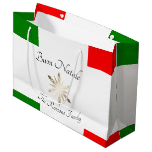 Bolsa De Regalo Grande Nombre de la familia italiana Bandera de Buon Nata