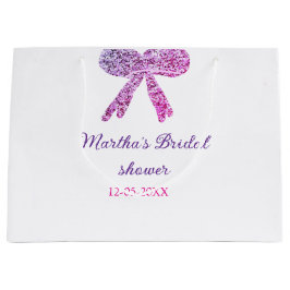 Bolsa De Regalo Grande Nombre de la fiesta de boda con brillo de lazo ros