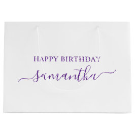 Bolsa De Regalo Grande Nombre de la firma del guión elegante del púrpura 