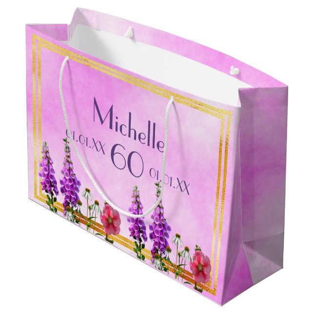 Bolsa De Regalo Grande Nombre de las flores silvestres púrpura de cumplea (Angulo reverso)