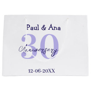 Bolsa De Regalo Grande nombre de letra negrita púrpura 30 aniversario sim