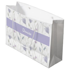 Bolsa De Regalo Grande Nombre de monograma de acuarela de flor silvestre