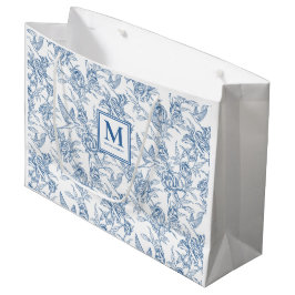 Bolsa De Regalo Grande Nombre de monograma de toile francés azul