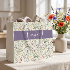 Bolsa De Regalo Grande Nombre de monograma Flor silvestre Boho Amapolas l