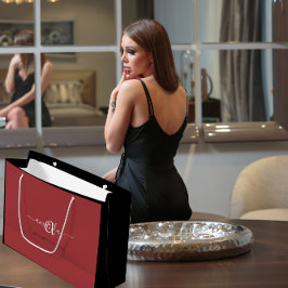Bolsa De Regalo Grande Nombre de Monograma Frijol Rojo Boda Sweet16 