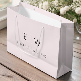 Bolsa De Regalo Grande Nombre de Monograma Minimalista Moderno Rosa Sonro